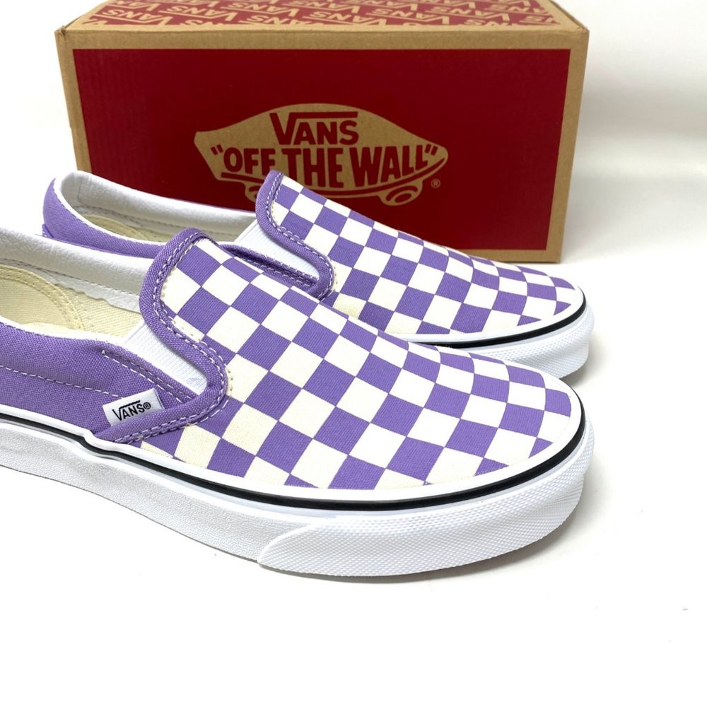 VANS Sneaker Men's VN0A33TB9HM Classic Slip On Checkerboard Chalk Violet White - Picture 7 of 10